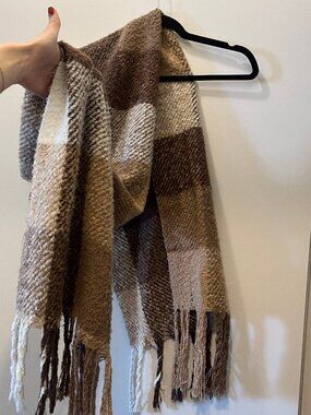 Brown Plaid Blanket Scarf
